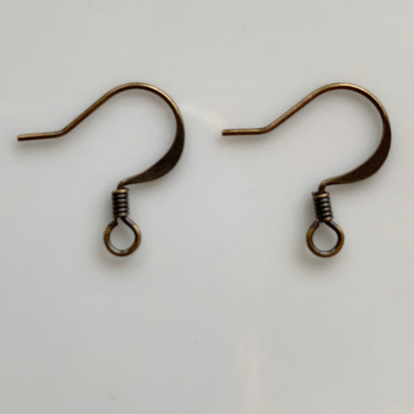 Ear Wire - Fish hook with coil - Antique gold