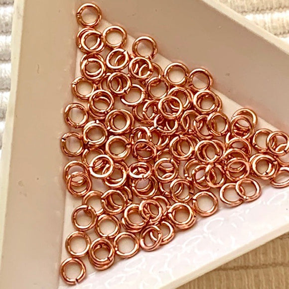 JR1041  Jump ring - 4mm OD, 20 gauge open ring Bright Copper plated