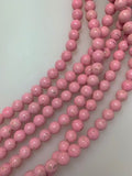 10mm Dyed Fossil Stone - Baby Pink -  Round