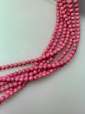 6mm Dyed Fossil Stone - Candy Pink - Round