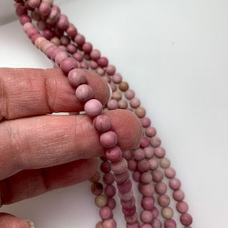 6mm Rhodonite - Frosted Round