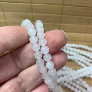 8mm White Jade - Semi Translucent - Polished Round