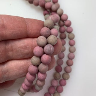 8mm Rhodonite - Frosted Round