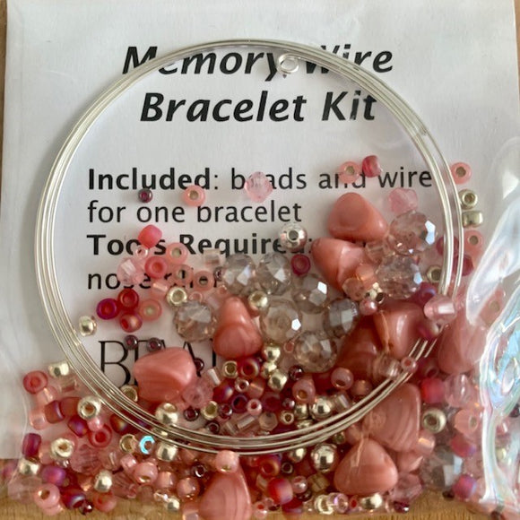 Seed Bead Memory Wire kit - Apricot/Coral/Silver