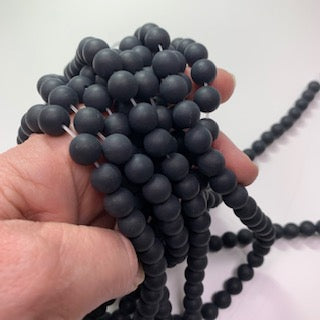 10mm Frosted Black Onyx Round