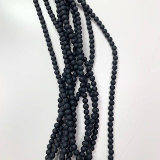 4mm Frosted Black Onyx Round