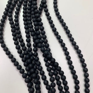 6mm Frosted Black Onyx Round