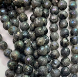 8mm Plated Black Labradorite - Facetted Round