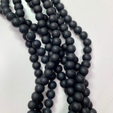 8mm Frosted Black Onyx Round