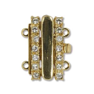CLSP100GP  15 x 10mm 2 Strand Clasp with crystal accent