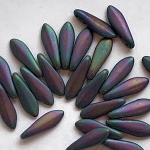 16 x 5mm Two hole Dagger  Matte Purple Iris