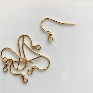 Ear Wire - Fish Hook with ball - Gold plate