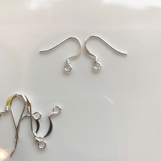 Ear Wire - Fish hook with coil - Silver plate