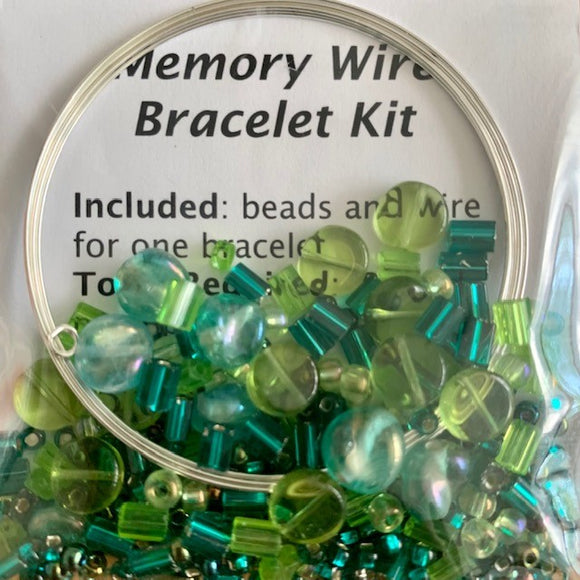 Seed Bead Memory Wire kit - Green/Aqua/Teal