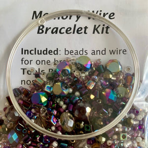 Seed Bead Memory Wire kit - Grey/Silver/Plum