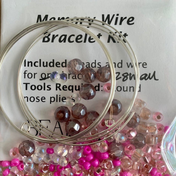 Children's Memory Wire kit - Pink/Plum/White/Crystal
