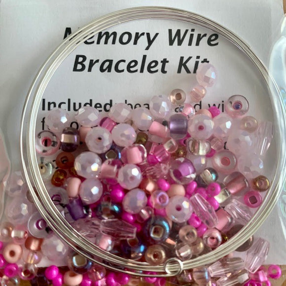 Seed Bead Memory Wire kit - Pink/Pink/Amethyst