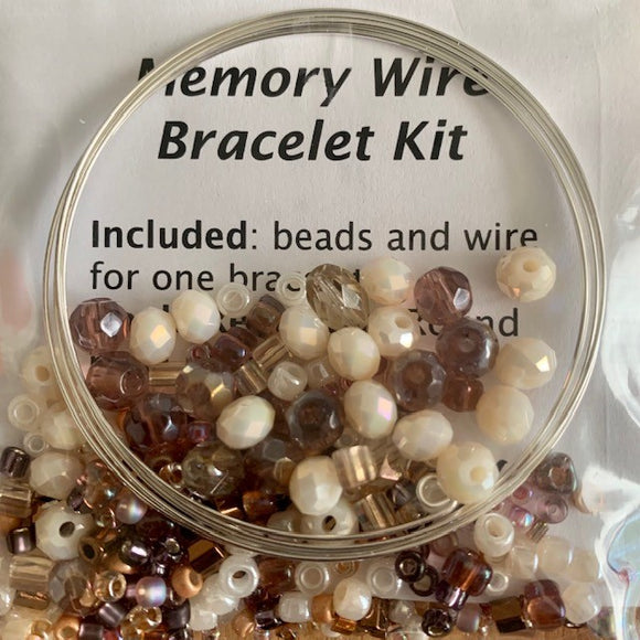 Seed Bead Memory Wire kit - Topaz and Ivory