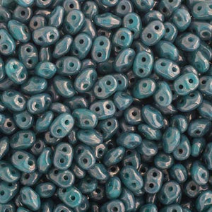 SD0033  Super Duo bead - Copper Marble Turquoise