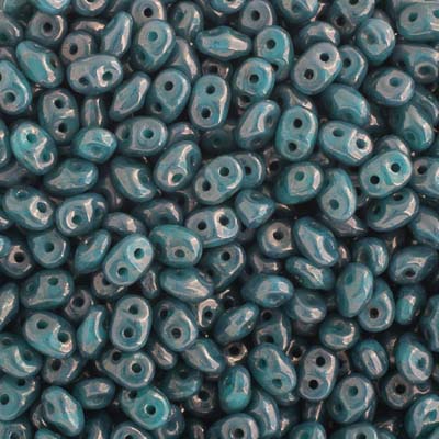 SD0033  Super Duo bead - Copper Marble Turquoise